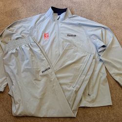 NFL Reebok NFLPA Track Suit Jacket And Pants Light Gray Mens Size XL