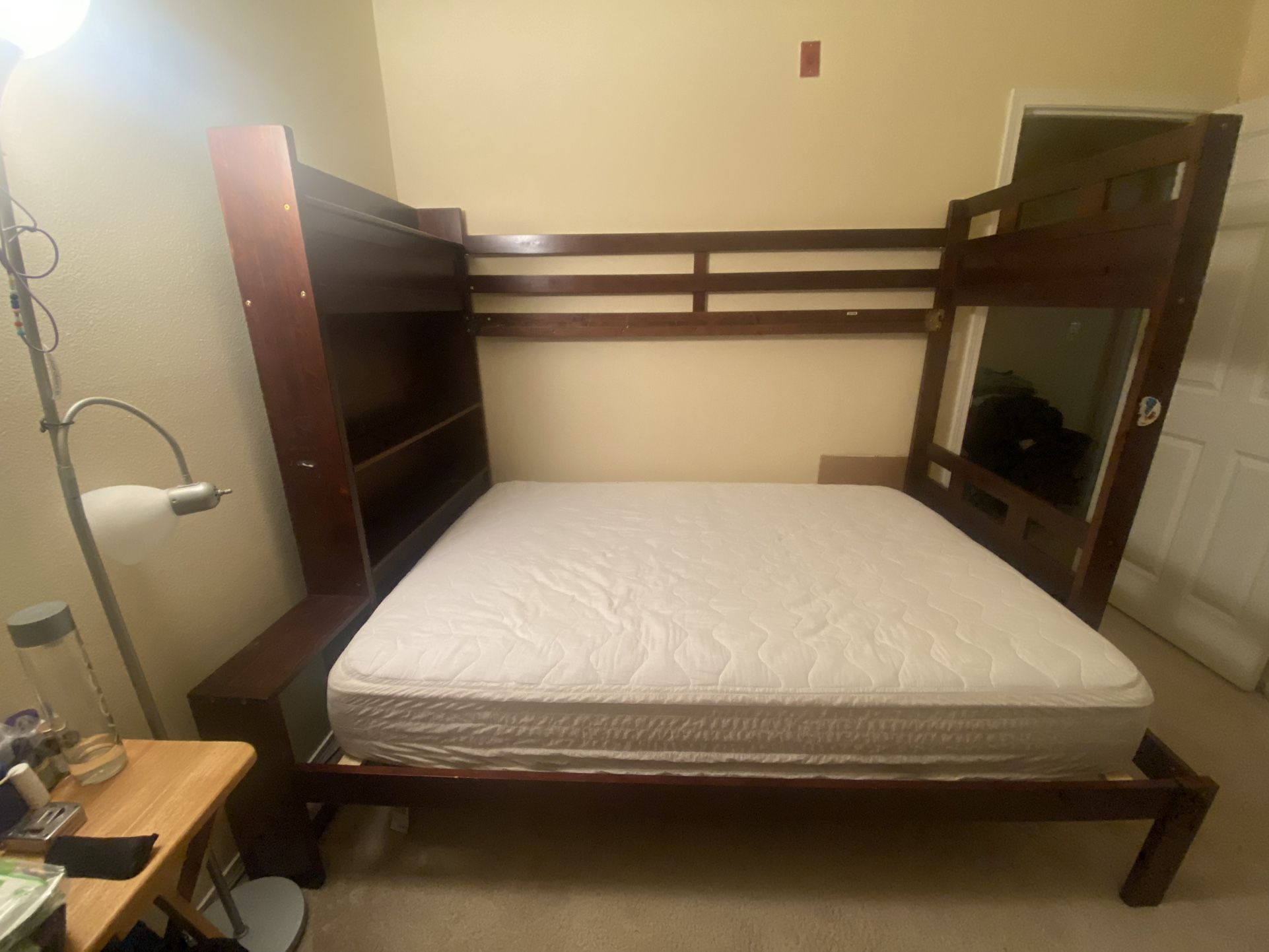 Cherry Wood Bunk Bed Frame – Twin Over Full (Mattress Not Included)