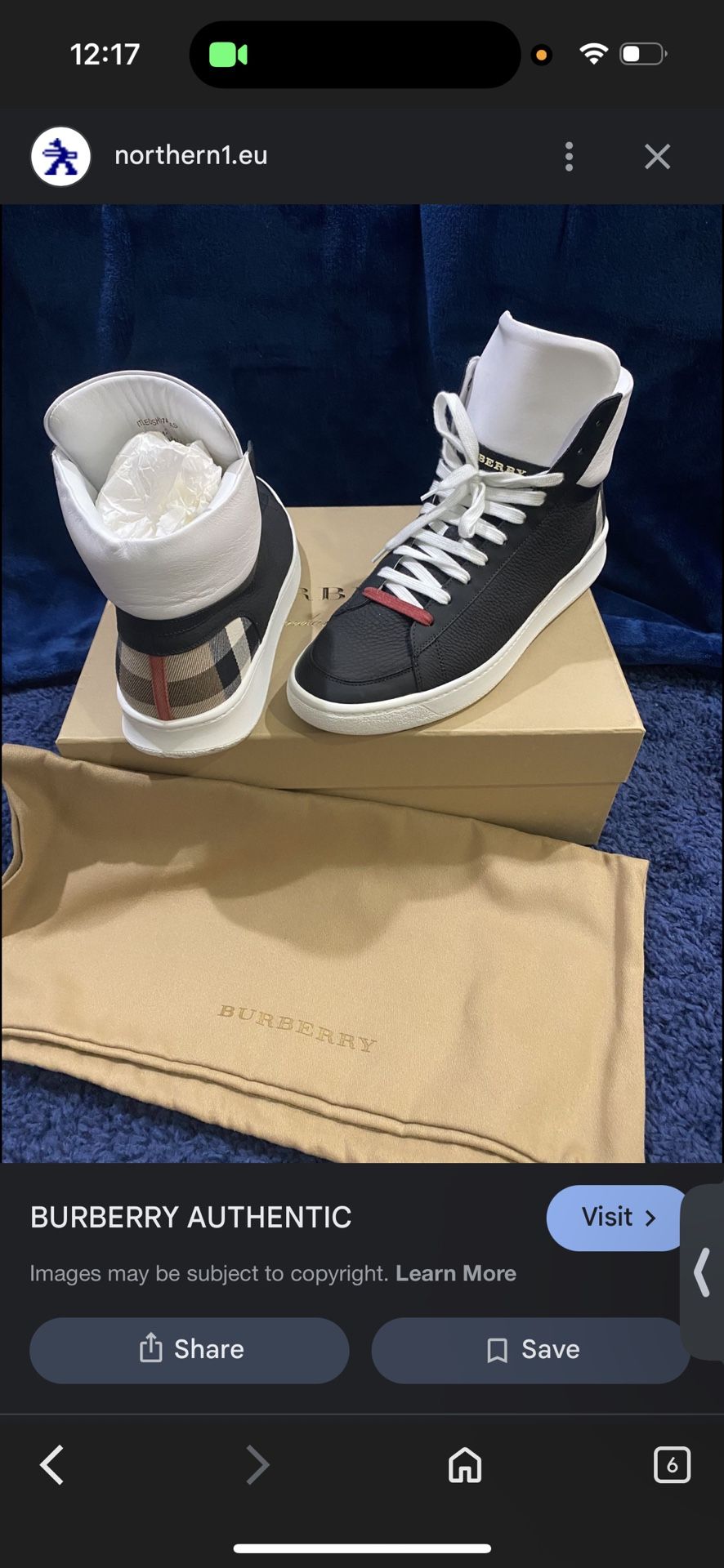 Lockhart Check Leather High Top Sneaker Black
