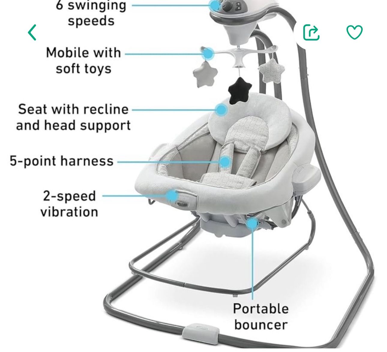 GRACO DOUBLE WHITE SWING FOR NEW BORN