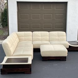 Sofa/Couch Sectional - Beige - Genuine Leather - Delivery Available 🚛