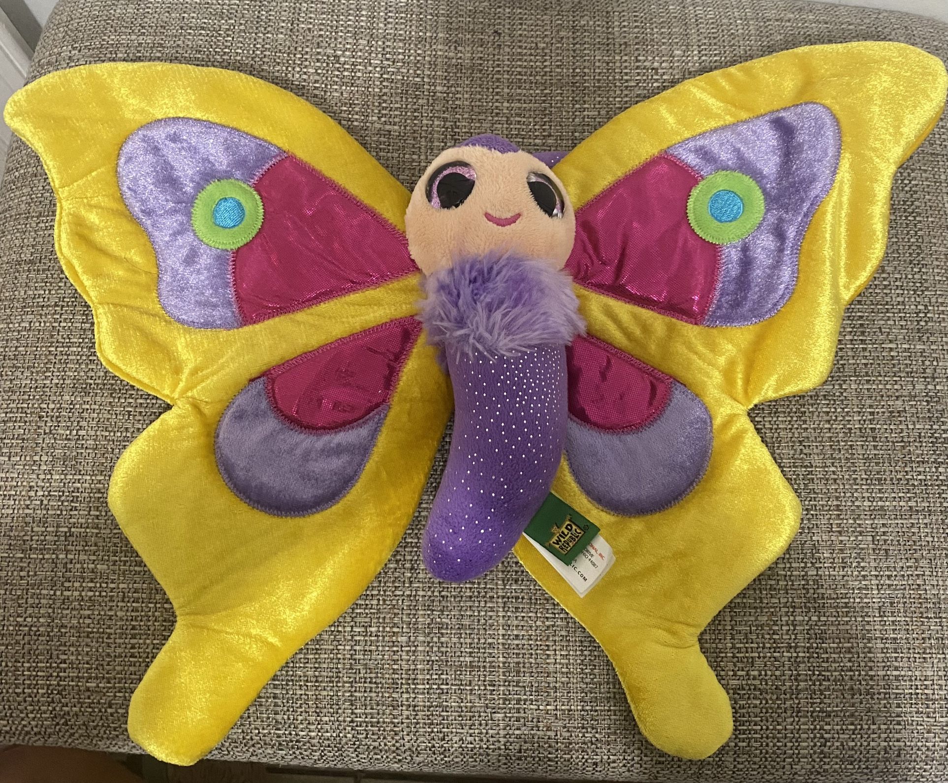 Butterfly Wild Republic Purple Velvet Yello 2015 Stuffed Toy Bug 17" wings plush