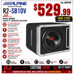 Alpine R Series R2-SB10V Ported Box 10" Dual Voice Coil Subwoofer 2250 Watts R2-W10D2 🚨 Payment Options Available 🚨 No Credit Needed 🚨