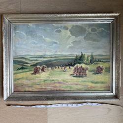 Vintage Oil Painting Cardboard Framed Europe 