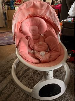 Pink girl baby swing