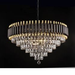 Luxury Gold and Black Crystal Chandelier