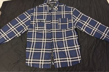 Navy blue Plaid Flannel Button-Up Shaka Wear