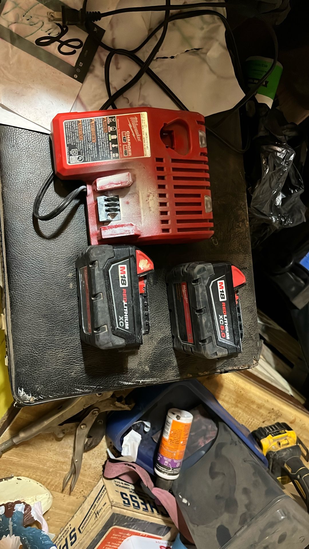 Milwaukee M18 Batteries And Charger.