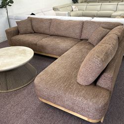 Furniture- 2 Pc Mid Century Modern Fabric Sectional- Jharli