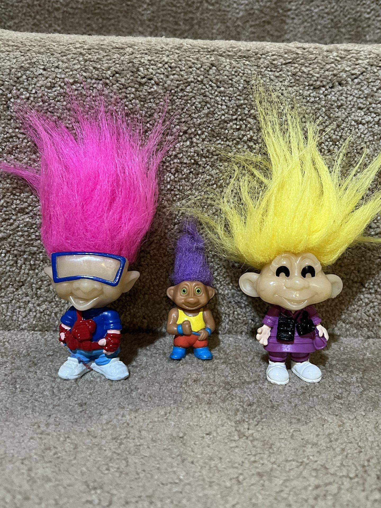 Vintage BURGER KING 1993 GLOW IN THE DARK TROLLS Dolls lot of 3