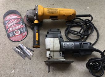 DEWALT Angle Grinder and BLACK AND DECKER Jigsaw