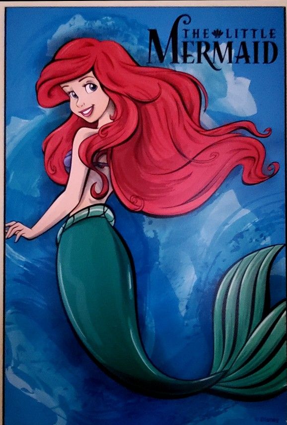 Disney Wall Decor, set of 2- Little Mermaid & Frozen, Kids/Nursery/ Playroom Art