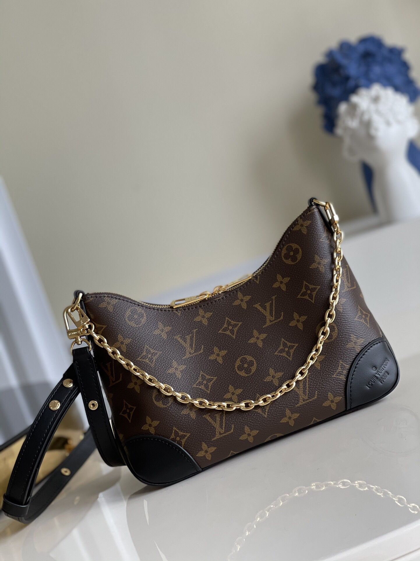 [M45831] Black leather Odeon small handbag(off139)63