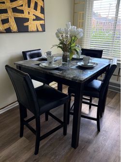Modern Marble Dining Table Set | 4 Chairs Included | Excellent Condition