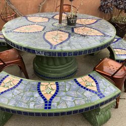 Concrete Cement Outdoor Table And Benches 