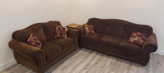 Matching Brown Couch Set (3-Seater + Loveseat) - Clean, Comfortable - Make an Offer