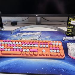 NEW Wired Keyboard & Mouse Combo, Orange/White