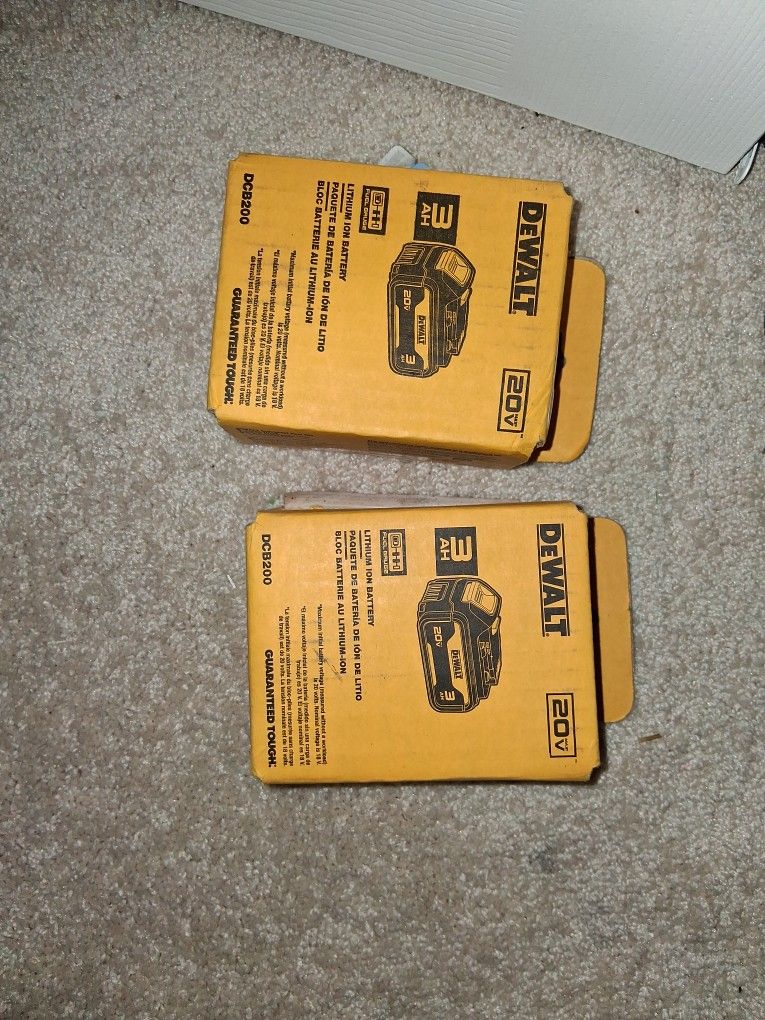 2 New 20 Volt Dewalt Batterys