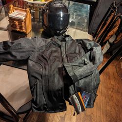 Motorcycle Jacket Size Small And Helmet 
