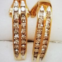Nice Vintage 10k Yellow gold 1ct Diamond Stud Earrings 