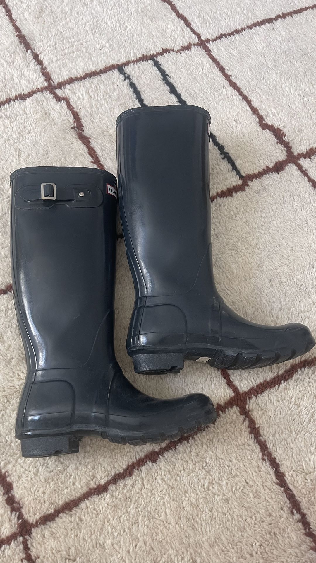 Hunter | Original Tall Gloss Navy Blue Rain Boots Size 6 (F) w/ Fleece Liners