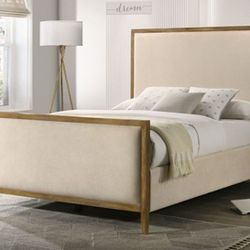 Brand New Beige & Oak Queen Bed Frame (Available In Eastern King)