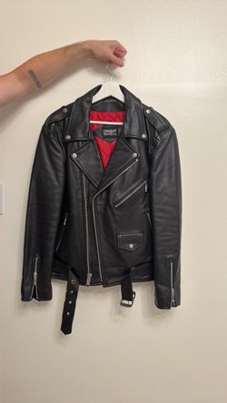 Vintage 100% leather jacket “straight to hell”