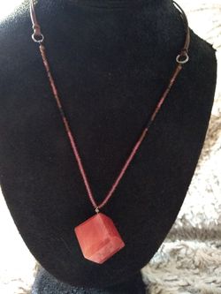 Large cherry quartz pendant