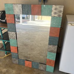Nice Colored Metal Frame Mirror. Great Condition 
