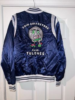 Tulones Coin Collectors Club satin varsity jacket size L