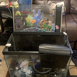 Two Fish Tanks W/ lots miscellaneous additions