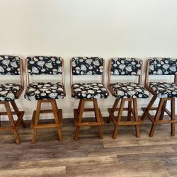 Bar Stools, Bar Chairs, Vintage Solid Oak, Swivel, Billiards