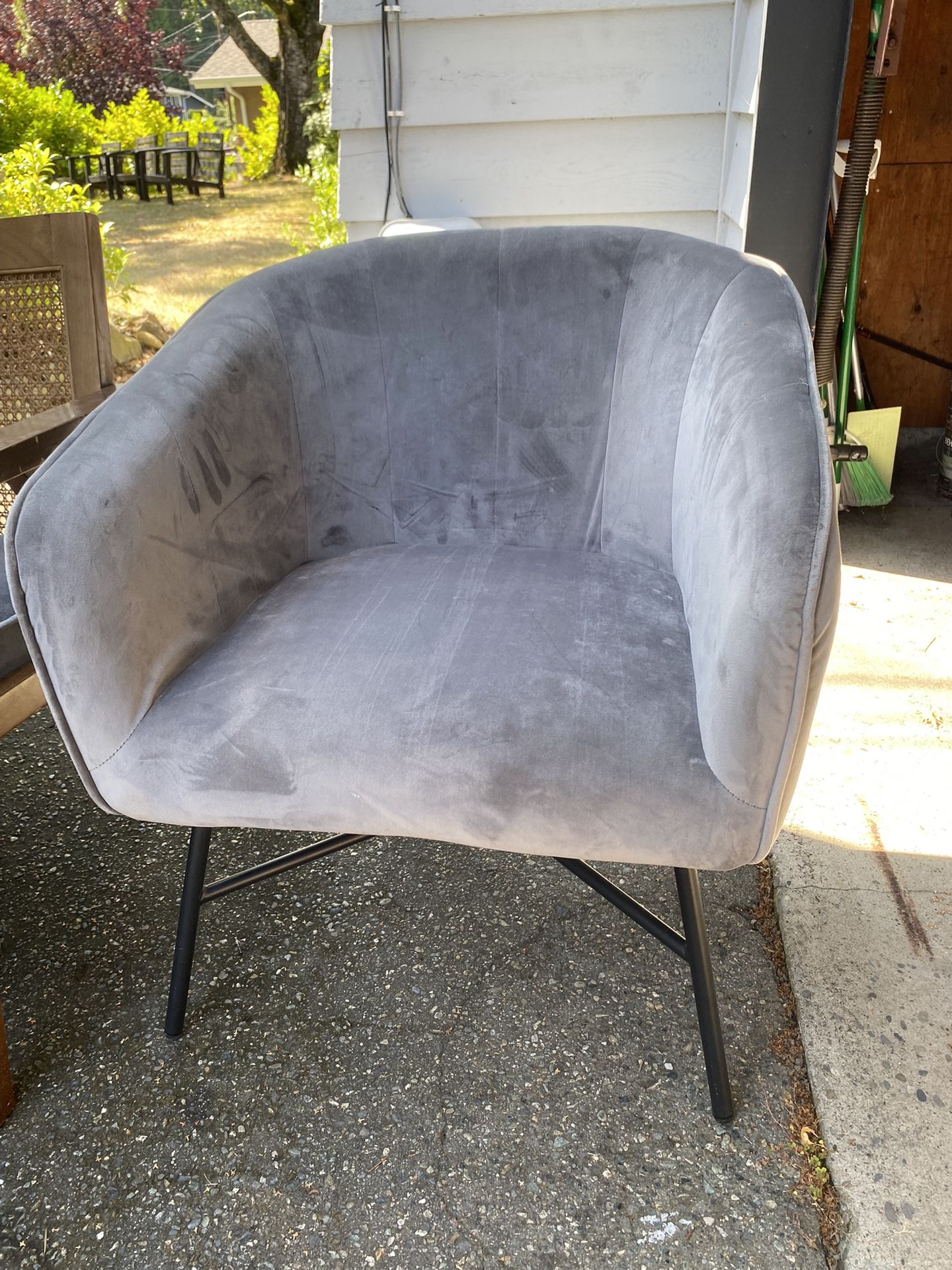 PENDING PICK UP THURS Grey Velvety Side Chair