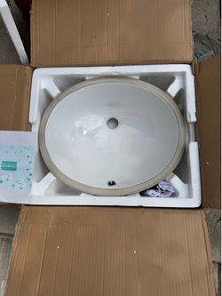 Undermount Bathroom Sink Oval - Dcolora 18"x15" White Porcelain Ceramic Oval Vessel Sink Under Counter Lavatory Vanity Bath Sink Bowl Basin With Overf