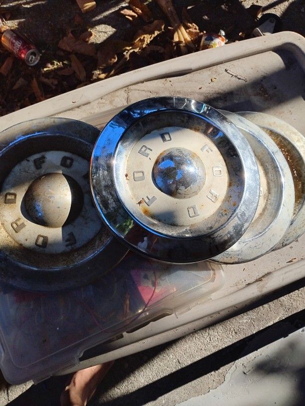 Set Of Ford Truck Hubcaps Original