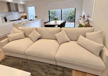 Large Cream 3 Seater Couch-Delivery available