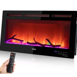 VEVOR Electric Fireplace, 36-inch Recessed and Wall Mounted