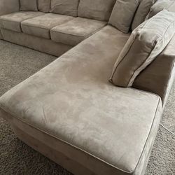 Beautiful, plush luxury, L-shaped, gray sectional sofa