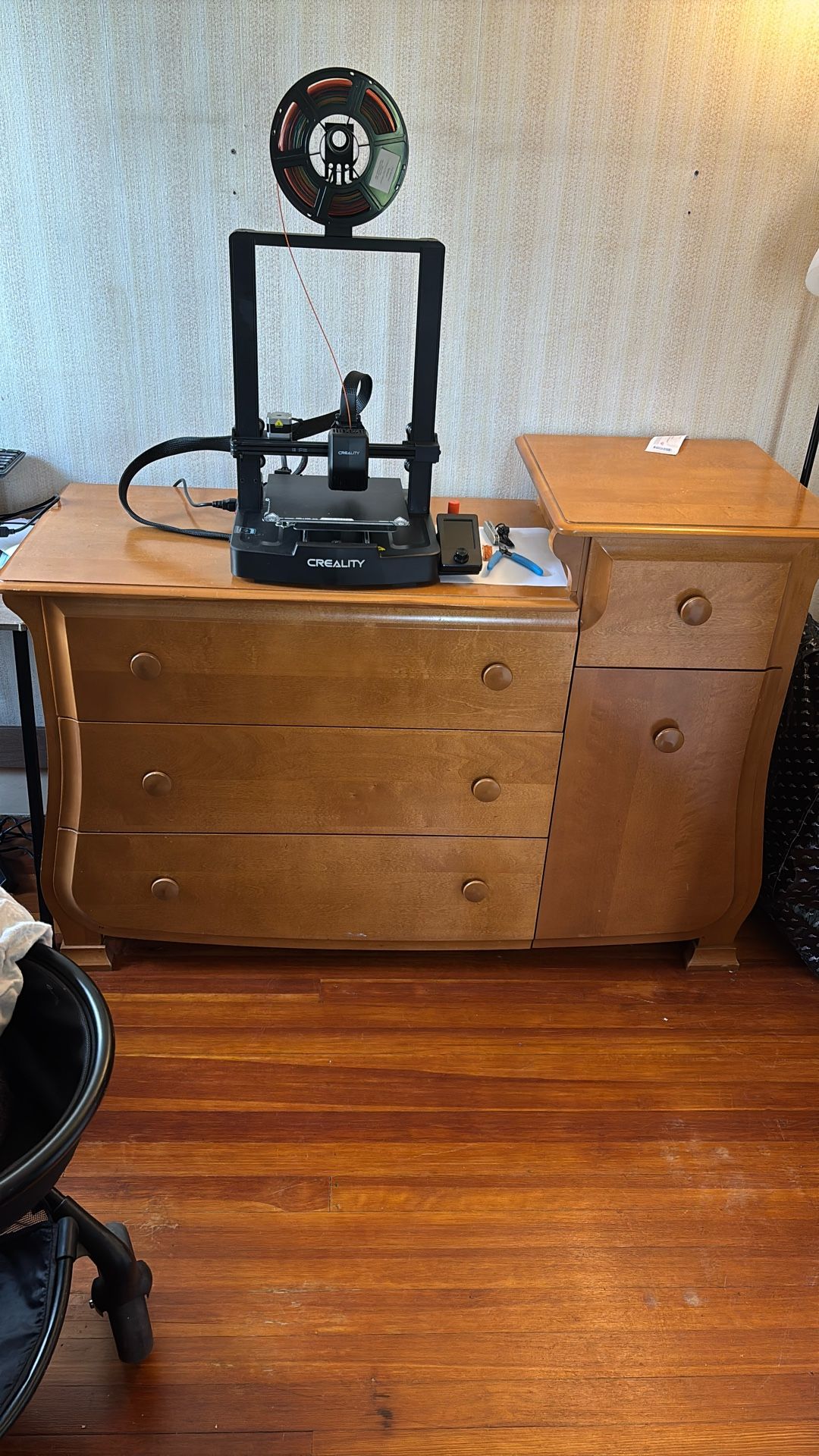 3 Drawer Dresser With Side Cabinet