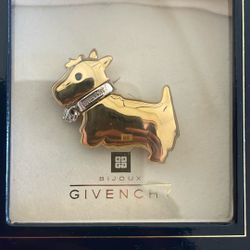 GIVENCHY GOLD PLATED CRYSTAL RHINESTONE SCOTTY DOG