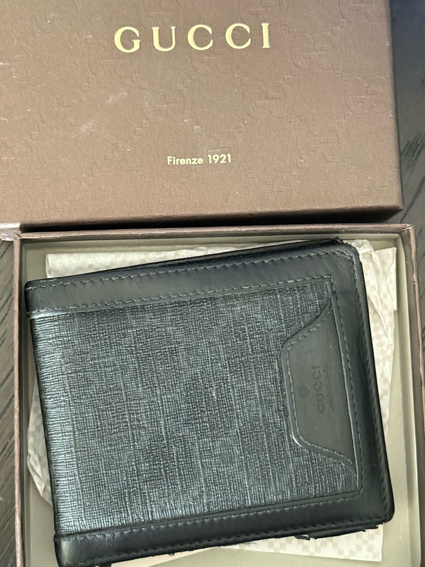 Gucc wallet. Used but authentic. Has some damage on the bottom. $120