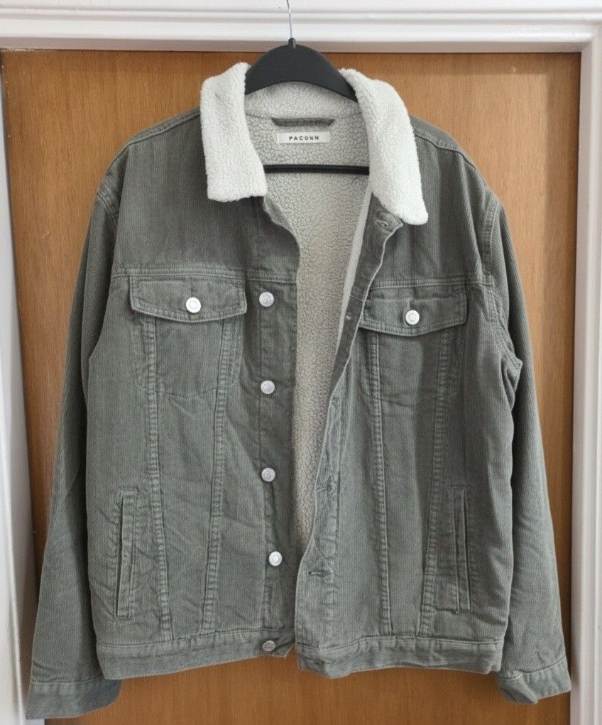 Men's Pacsun Jacket Corduroy Green XL Sherpa