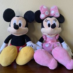 🐭 Disney Plush Mickey & Minnie Mouse 18” Pink Polka Dot Dress Stuffed Animal Toy