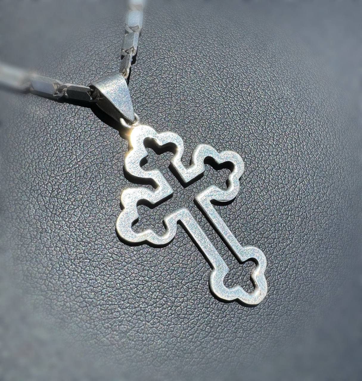 Jewelry 925 sterling silver Cuban link chain necklace cross pendant chain 24.00โ 3.20mm 13.10g