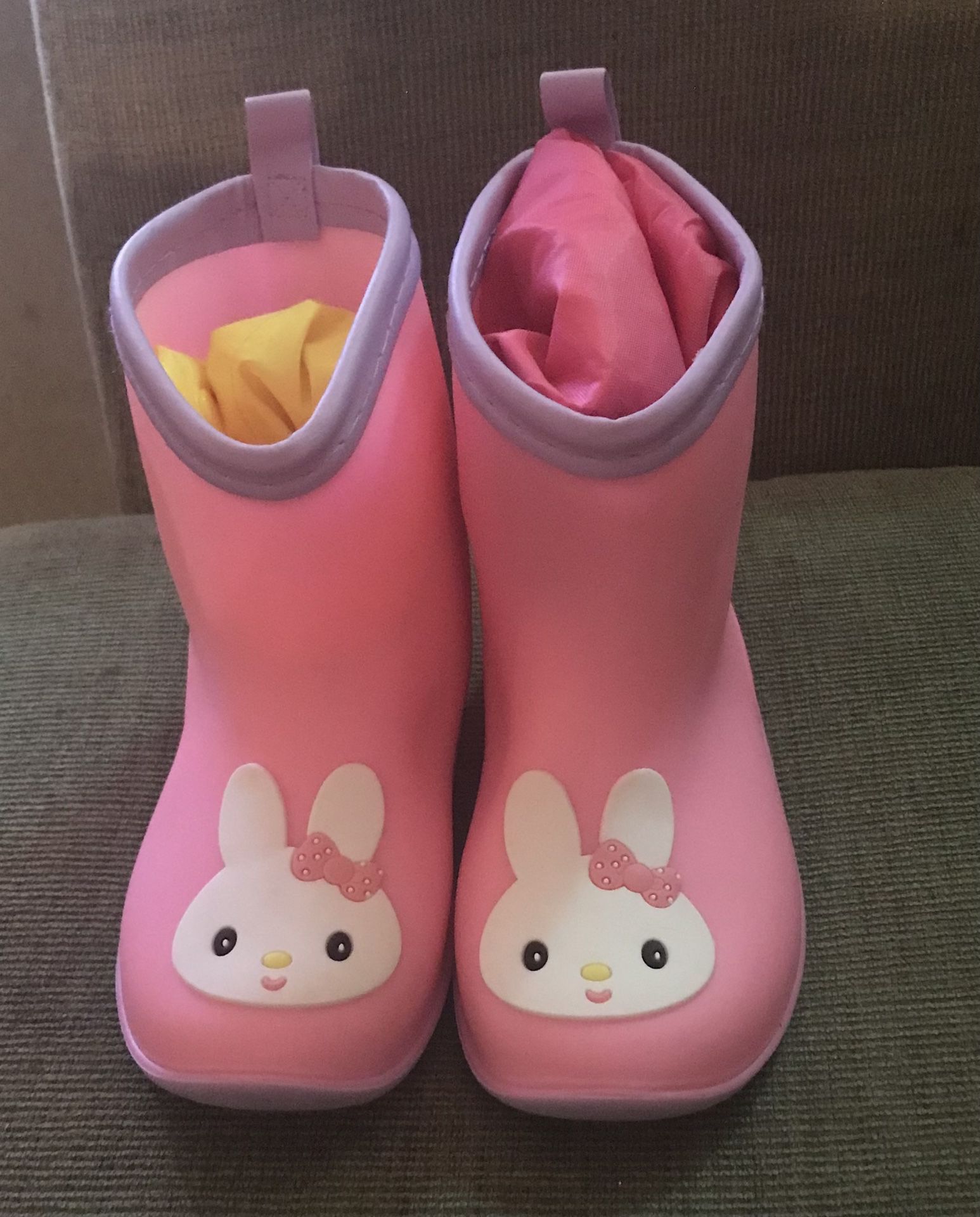 Pink Bunny Rain Boots With Matching Jacket 