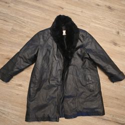 Excelled Collection Vintage Womens Leather Coat Black SIZE XL 
