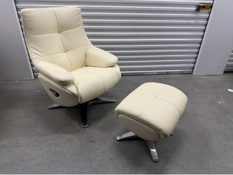 Luxury Leather Swivel Recliner Chair with Ottoman