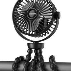 Portable Stroller Fan, 5200 mAh Rechargeable Personal Fan, with 360° Rotate Flexible Tripod and TYPE-C Port 3 Speed Small Mini USB Clip-on Fans Can Ha