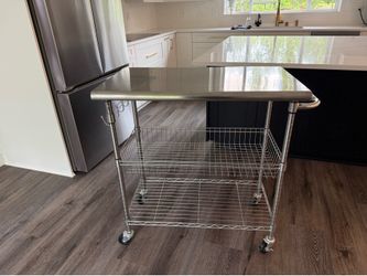 Heavy‑Duty Stainless Steel Utility Cart – Locking Wheels