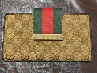 Authentic Vintage Gucci Beige/Ebony GG Canvas Continental Long Wallet